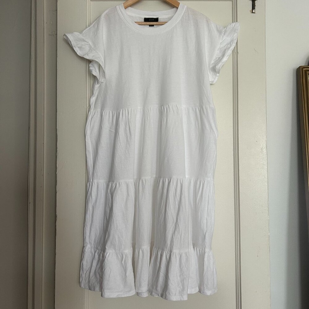 J. Crew White Tiered Tee Dress (S)